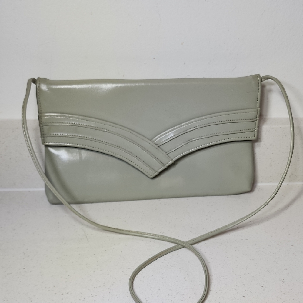 Vintage Shoulder Bag, Crossbody Bag. Light Gray